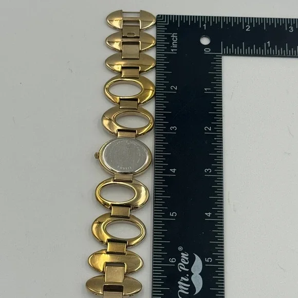 Fossil Womens Gold Tone Oval Link Bracelet Watch Black Dial ES-9457 - Picture 13 of 16